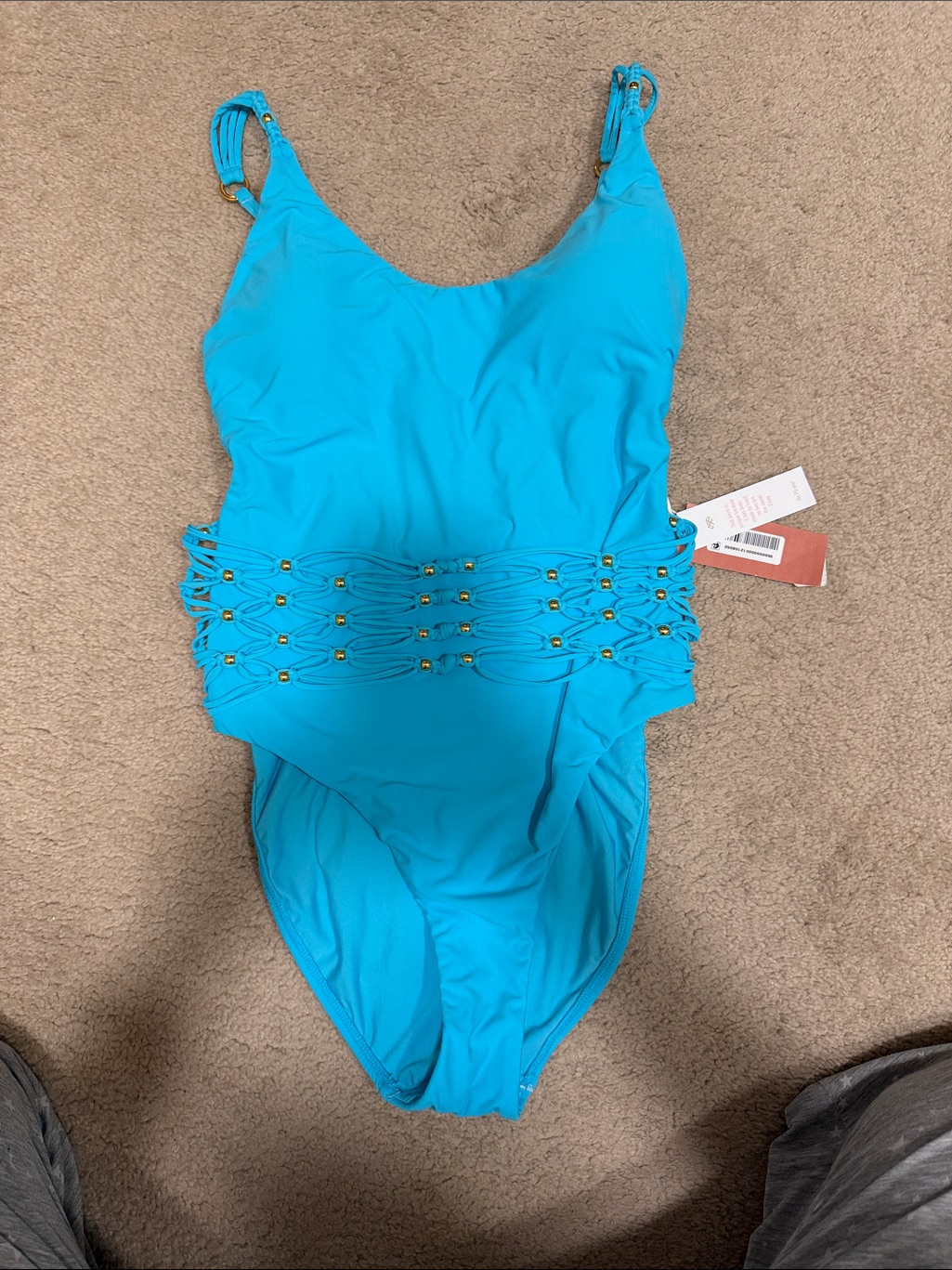 Pq Swim Turquoise One-Piece With Side Lattice Detail